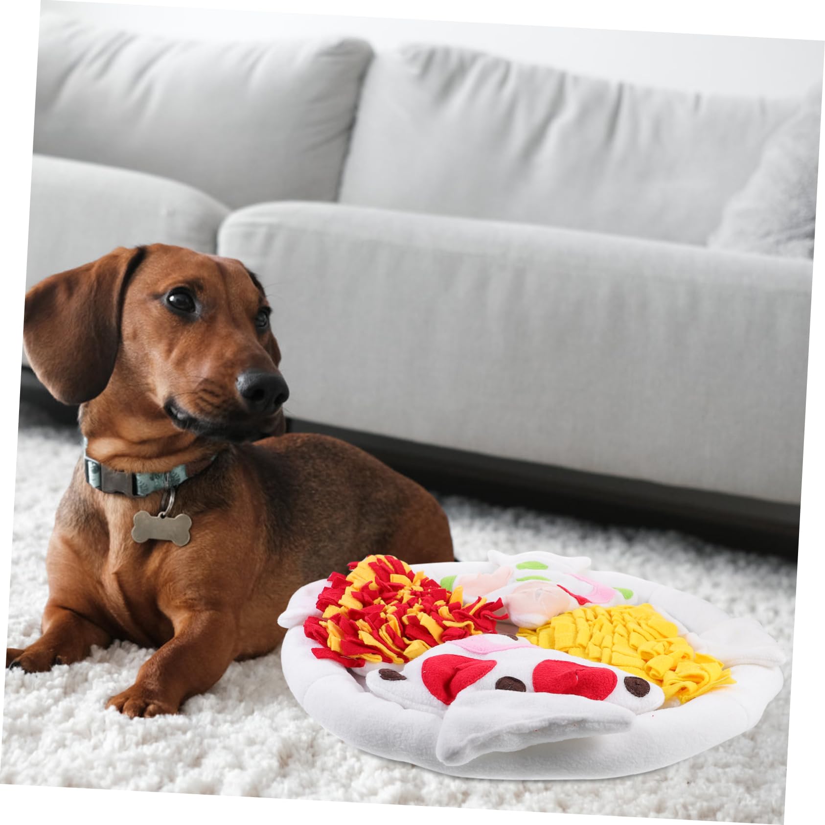 BESPORTBLE Tappetino Snuffle per Cani Forma Pizza in Polar Fleece per Allenamento Alimentare Lento e Masticazione