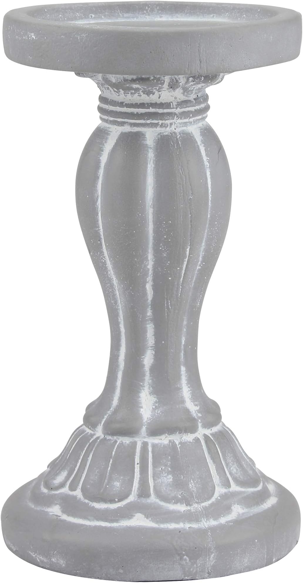 Briarwood Decorative Molded Cement Pillar Candle Holder, Elegant Decor Accents for Wedding Decorations, Parties, or Everyday Home Decor, Grey
