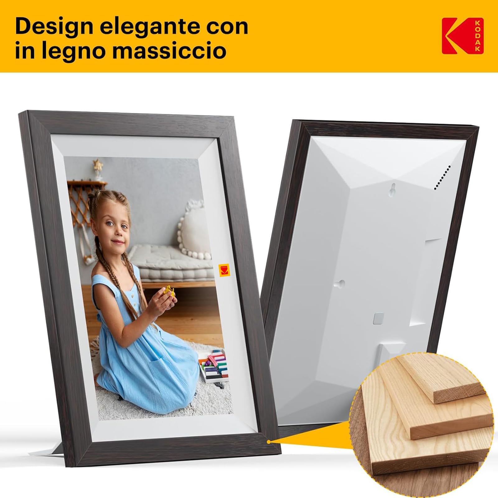KODAK Cornice Digitale WIFI 10,1 Pollici，Cornice Foto Digitale con Schermo Touch IPS 1280 * 800 e 32GB di Memoria，Cornice Elettronica per Micro SD Card/USB, Rotazione Automatica