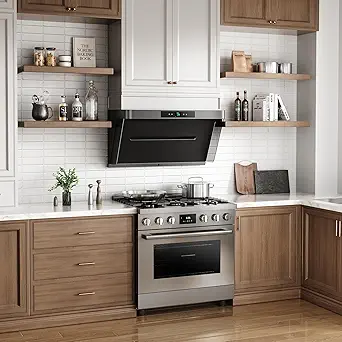 13m/s High Wind Speed Range Hood 36 inch with PM2.5 Real-time Monitoring|No Filter Disassembly Wash|Delay Shutoff| Anti-escape Barrier Air Curtain Technology for Under Cabinet/Open Kitchen