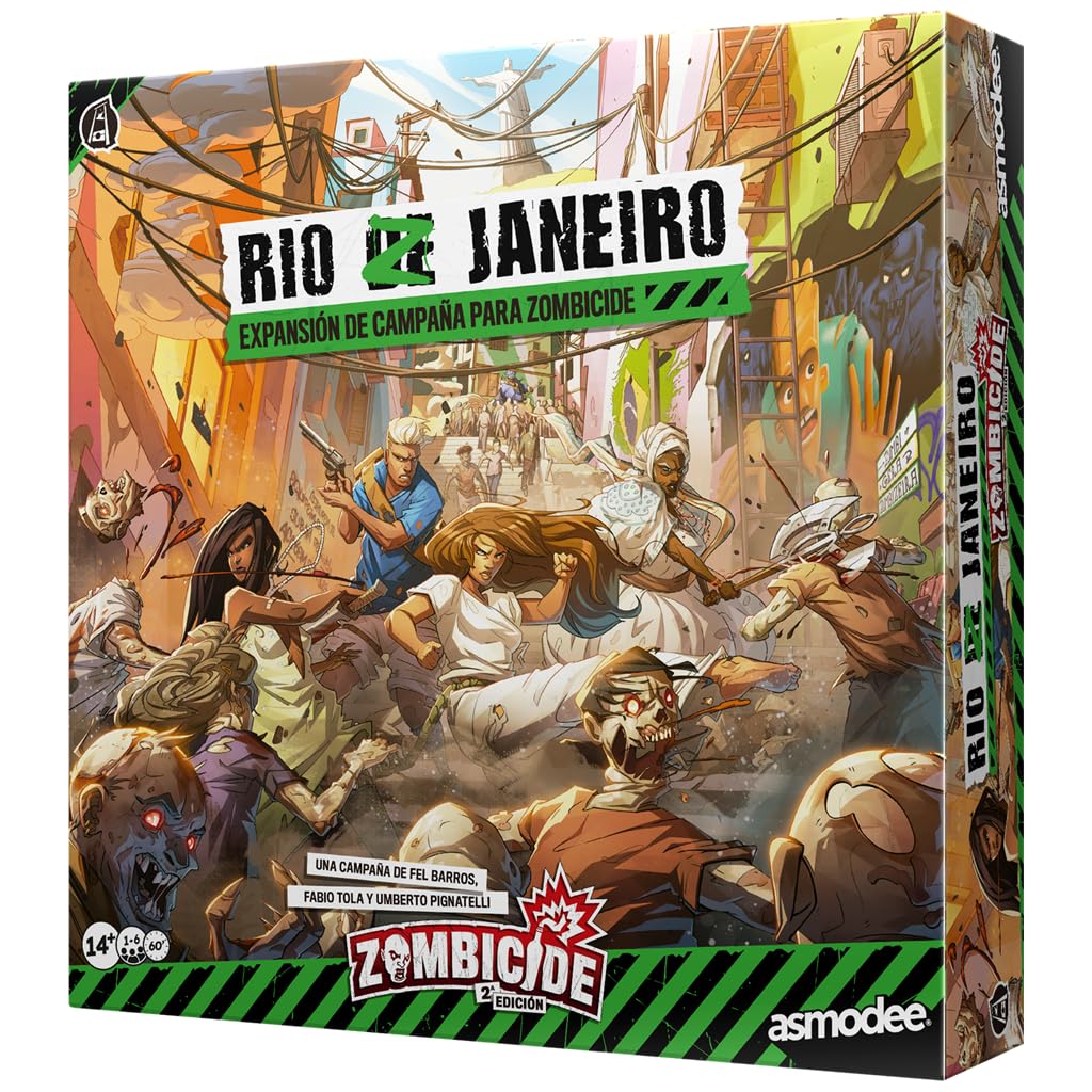 Asmodee Zombicide 2ª Edición: Rio Z Janeiro, Expansión de Campaña con 10 Misiones y Zombis de Carnaval, 6 Nuevos Supervivientes, A Partir de 14 Años, De 1 a 6 Jugadores, 60 Minutos, Español