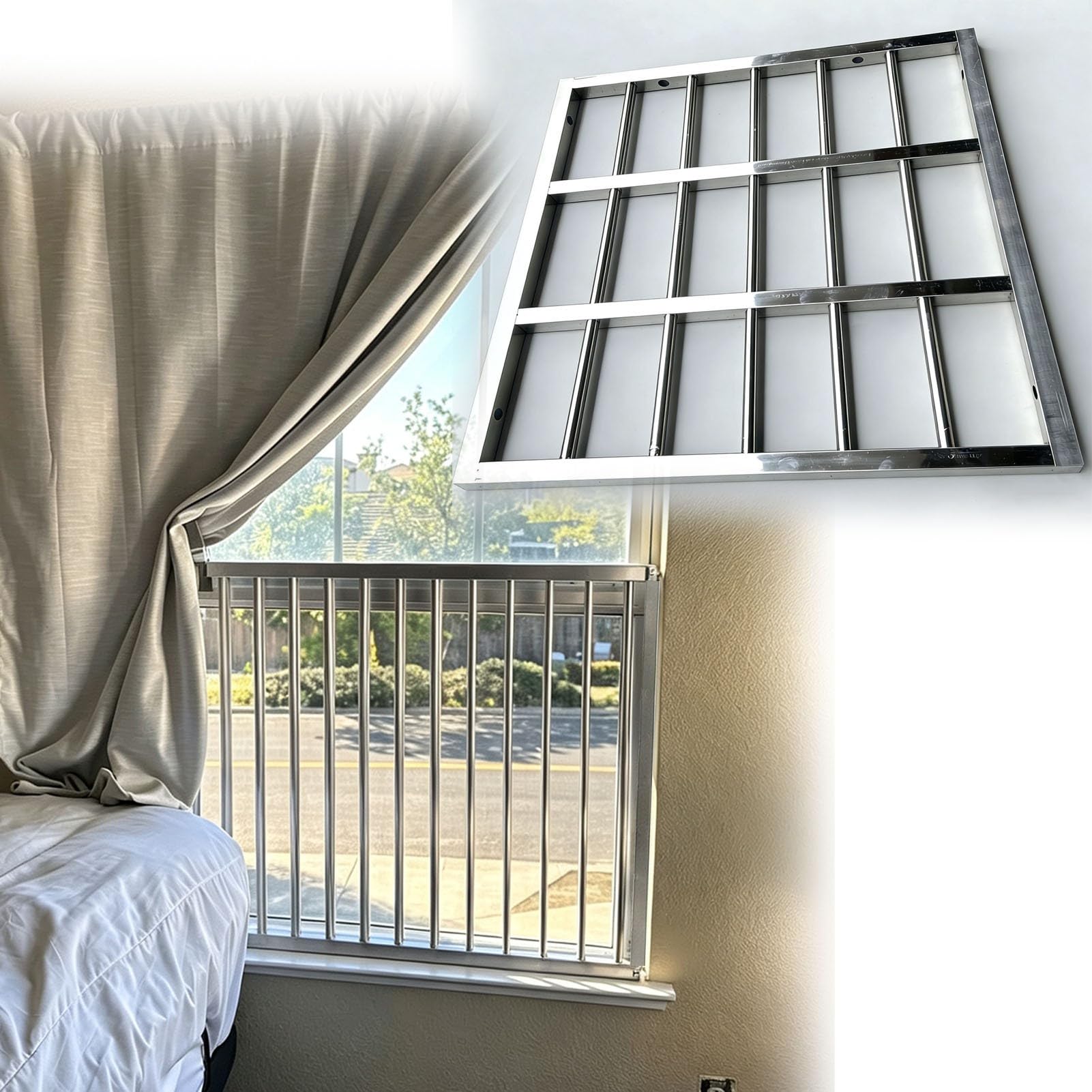 Garde Corps Fenetre Grille de Sécurité en Acier Inoxydable 304 Fenêtre