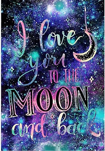 Kit de pintura de diamantes 5D por números para adultos, día de San Valentín, I Love You to the Moon and Back Taladro completo de diamantes de