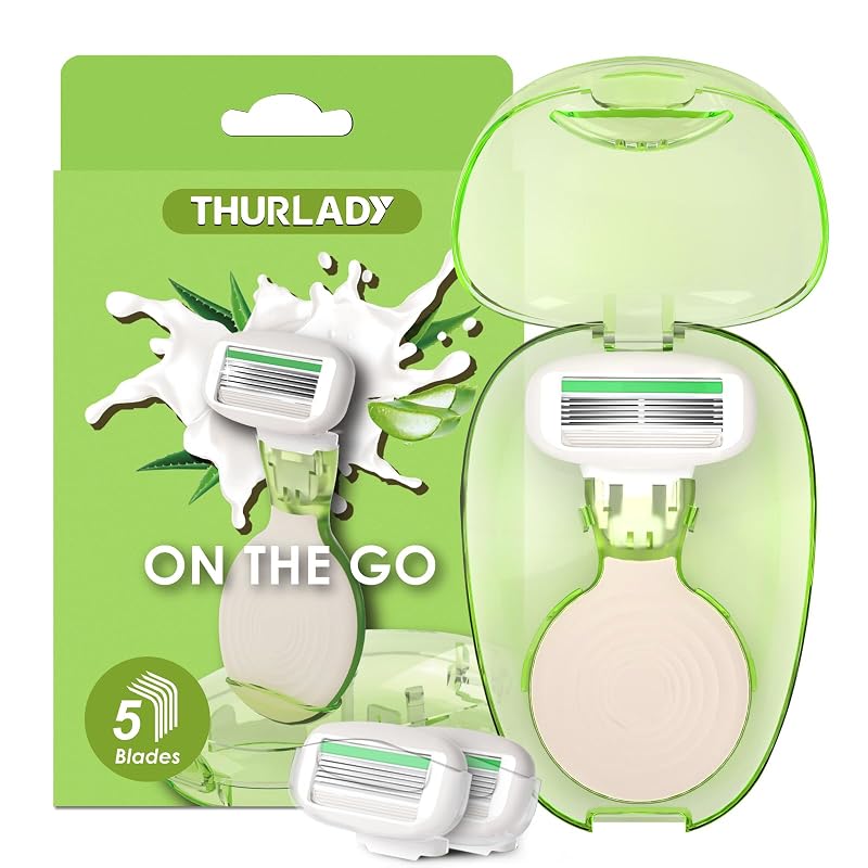 Kit de barbeador feminino de viagem THURLADY com 5 lâminas, 3 refis e estojo