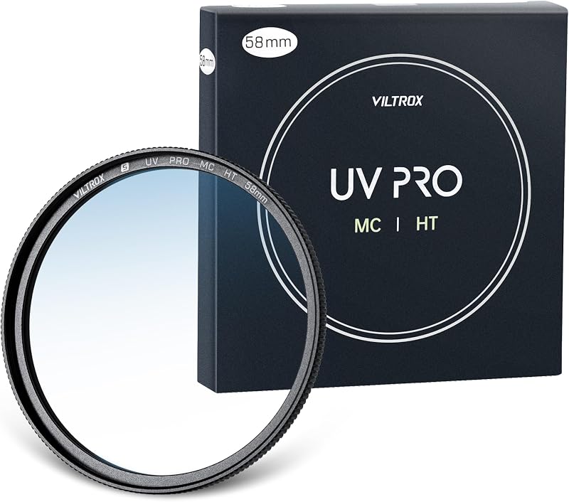 VILTROX Filtro de protección UV MC de 2.283 in con 18 revestimientos multicapa UHD/hidrofóbico/resistente a los arañazos de aleación de aluminio filtro UV de marco ultrafino compatible con lentes de cámara Canon Nikon Sony Fuji DSLR