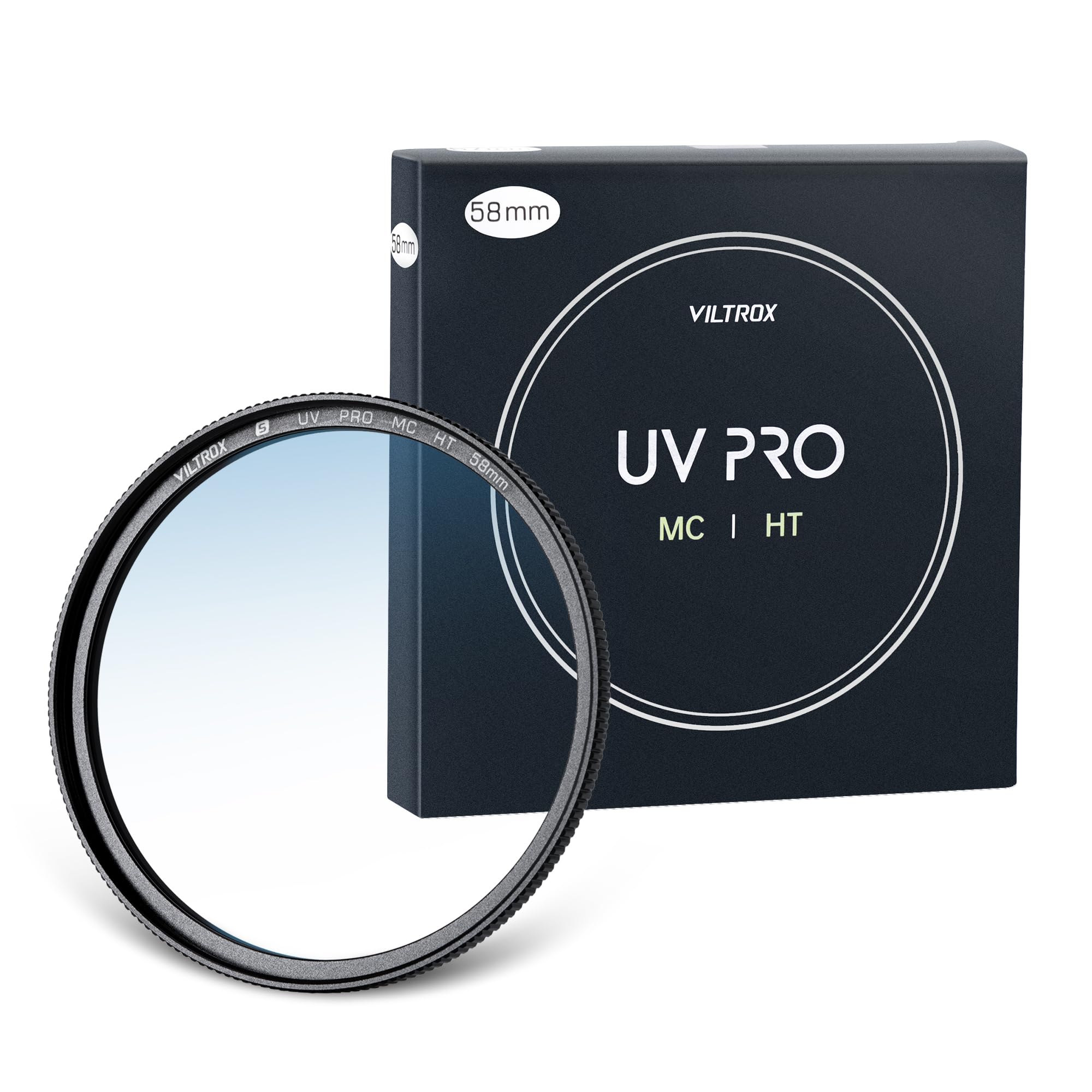 VILTROX Filtro de Protección UV MC de 58mm, UHD Filtro UV de Objetivo de Cámara, Revestimiento Ultra Duro, Nano Revestimiento, Hidrofóbico, Resistente a los Arañazos, Filtro para Objetivo 58mm