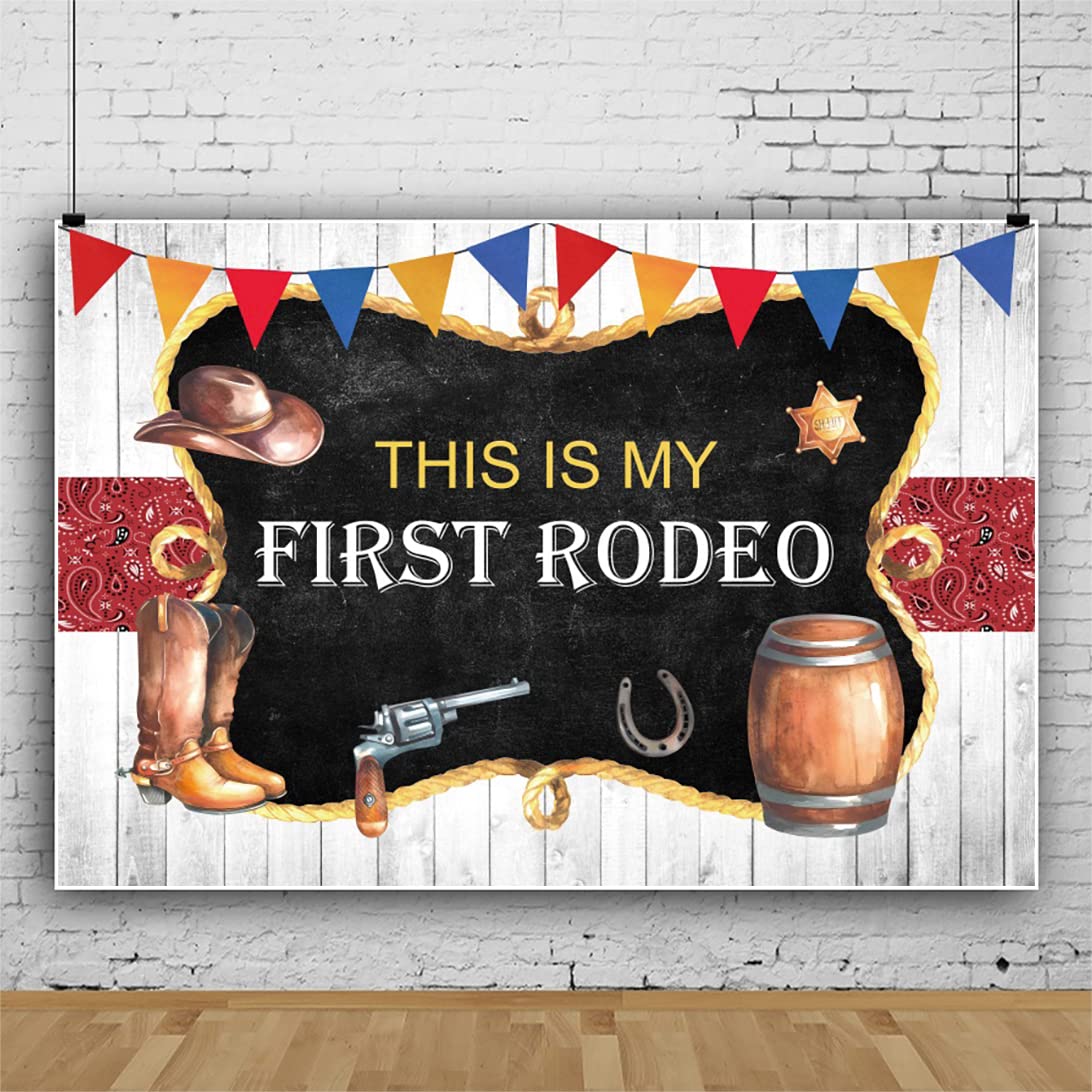 Sfondo Fotografico In Vinile 3x2,5 M – Il Mio Primo Rodeo, Tema Cowboy Con Stelle Oro E Cactus, Per Compleanno E Feste A Tema - 6