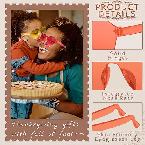 Miniatura 3 de RTBOFY 10 pares de lentes de sol redondos sin marco, gafas de sol para fiesta del día de Acción de Gracias, gafas de sol de colores, transparentes,