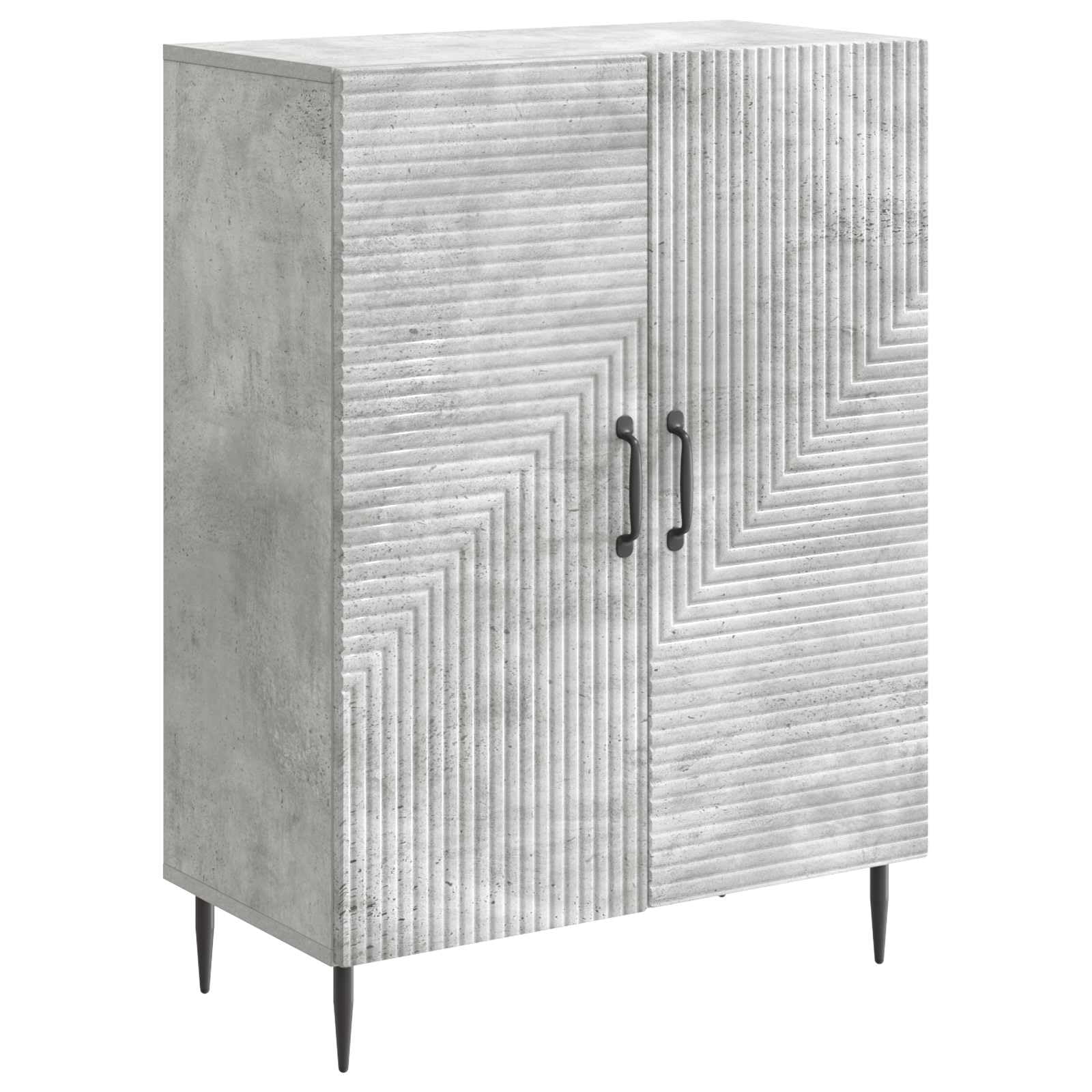 Aparador gris hormigón de 66 cm con 2 puertas y patas metálicas de estilo moderno para comedor