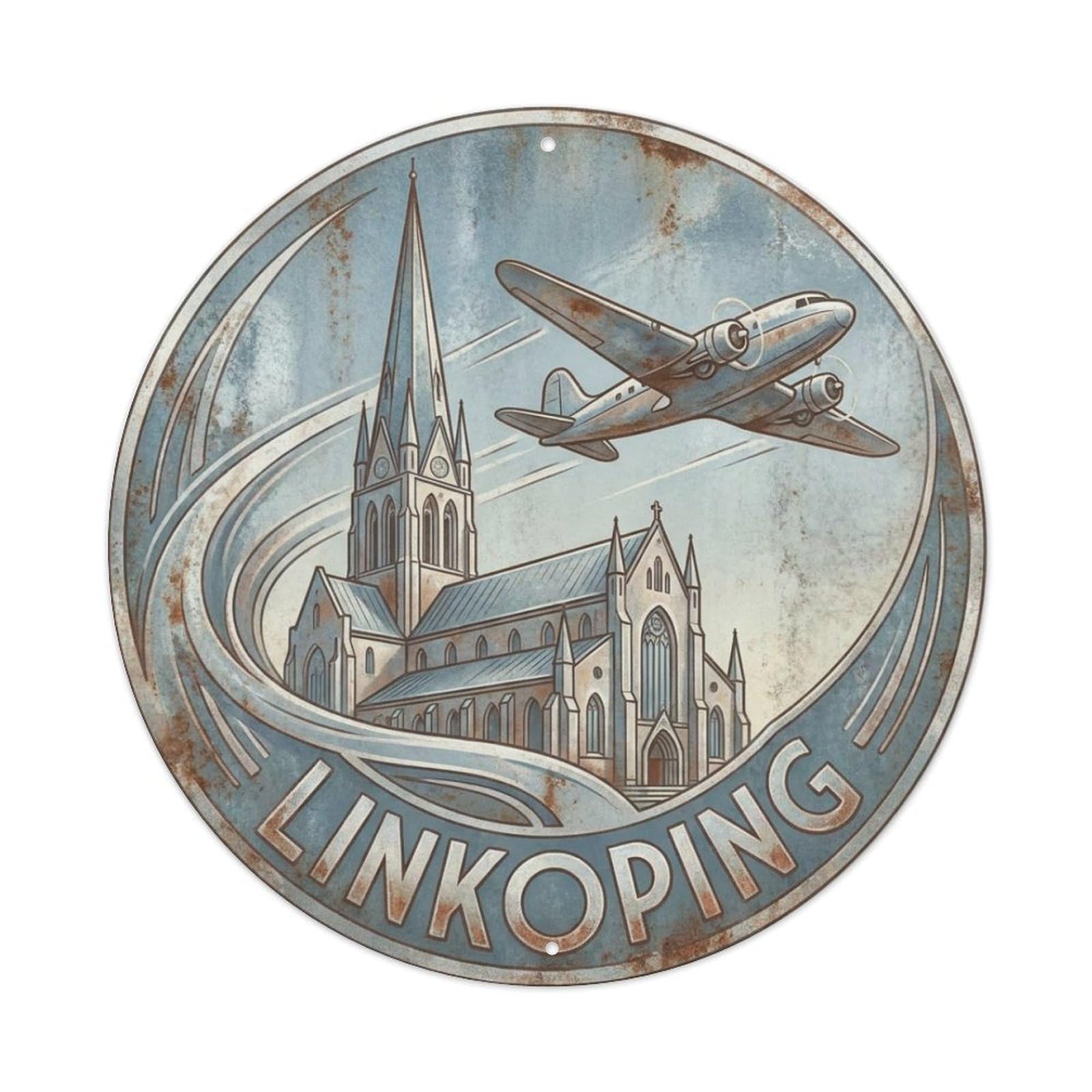 Travel Sweden Retro Linkoping Metal Tin Sign