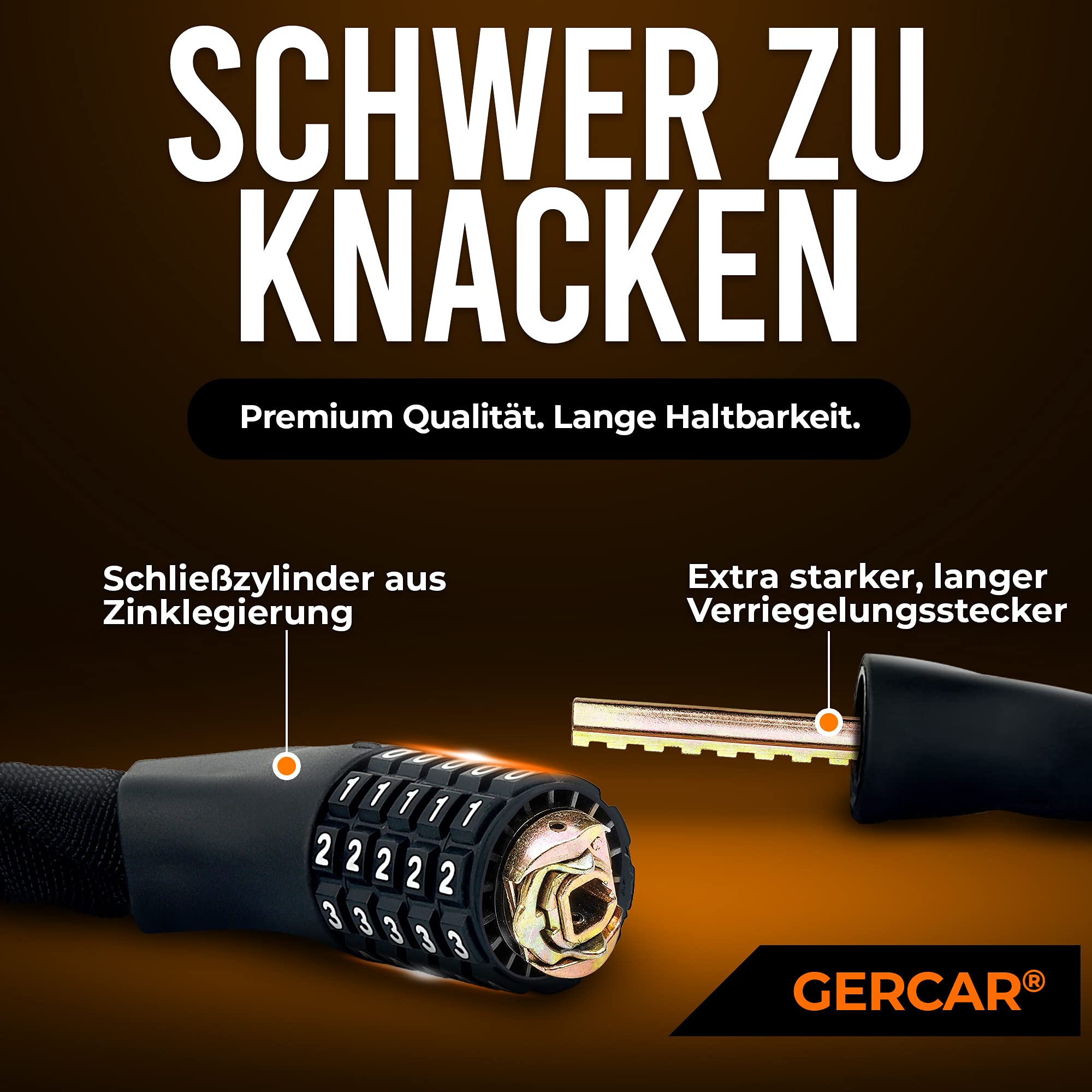 fahrradschloss mit zahlen knacken GERCAR Fahrrad Kettenschloss Zahlenschloss 860g Partner-Login fahrradbox de Unit:100 pieces 