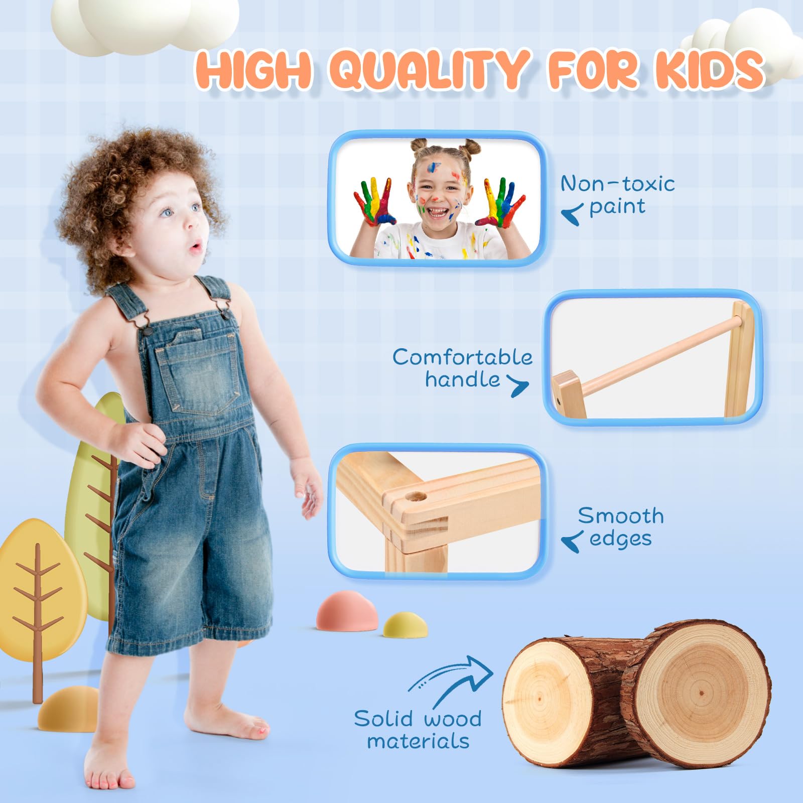Andador de madera para bebés, andador multifuncional con 5 actividades, mango ajustable, estructura triangular estable, juguete educativo para niños pequeños a partir de 1 año