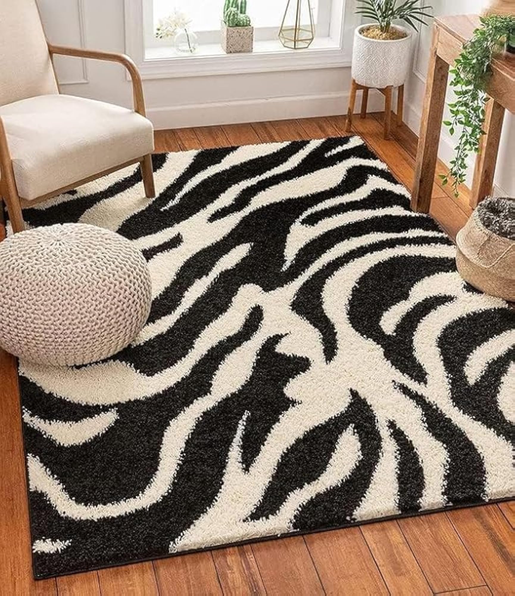 Elegant Soft Woven Rug, Zebra Design