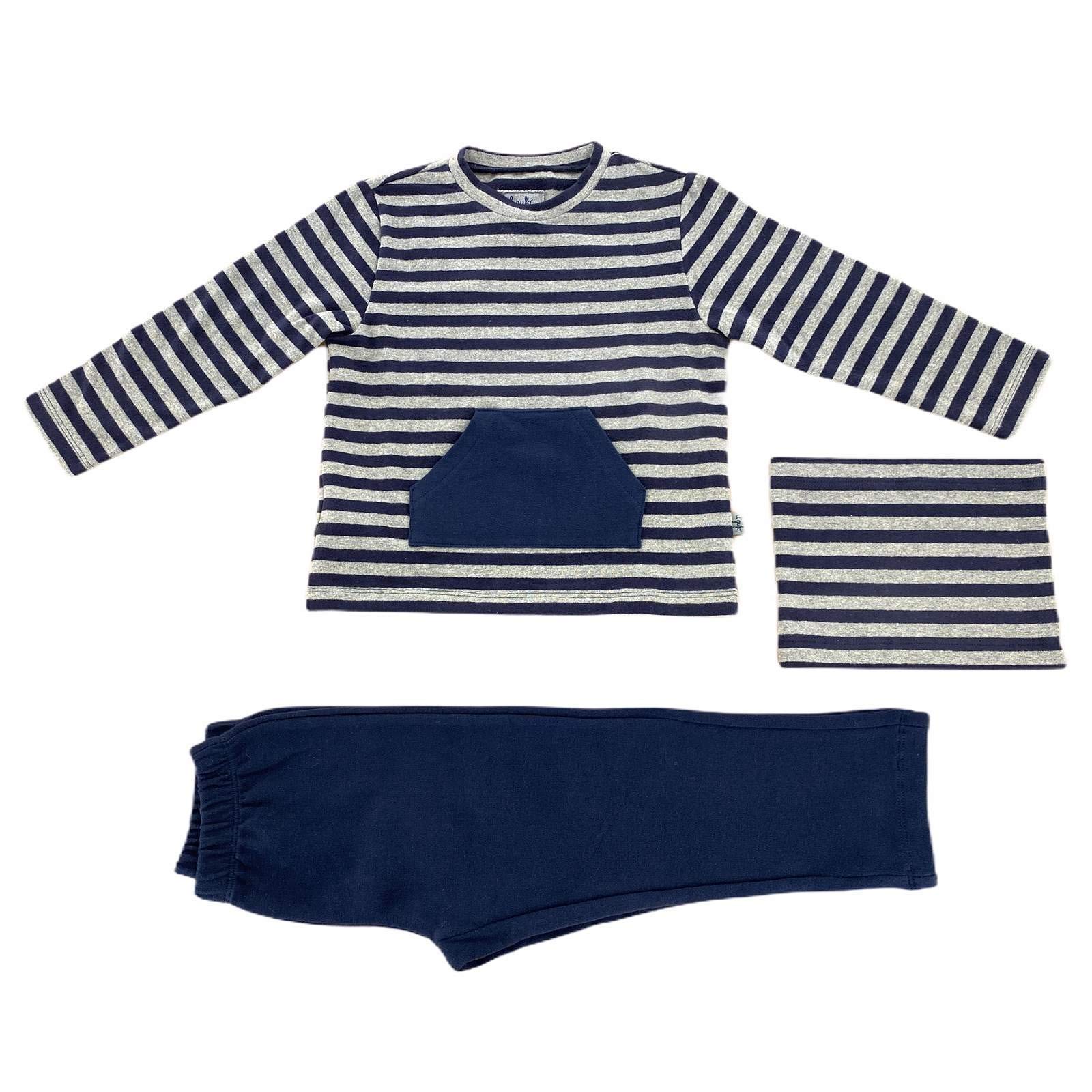 Conjunto Il Gufo para niña en gris y azul de dos piezas 5