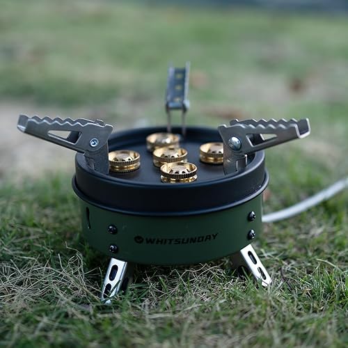 Miniatura 5 de Whitsunday Estufa de campamento, estufa de gas portátil resistente al viento con adaptador de recipiente de combustible, encendido piezoeléctrico,