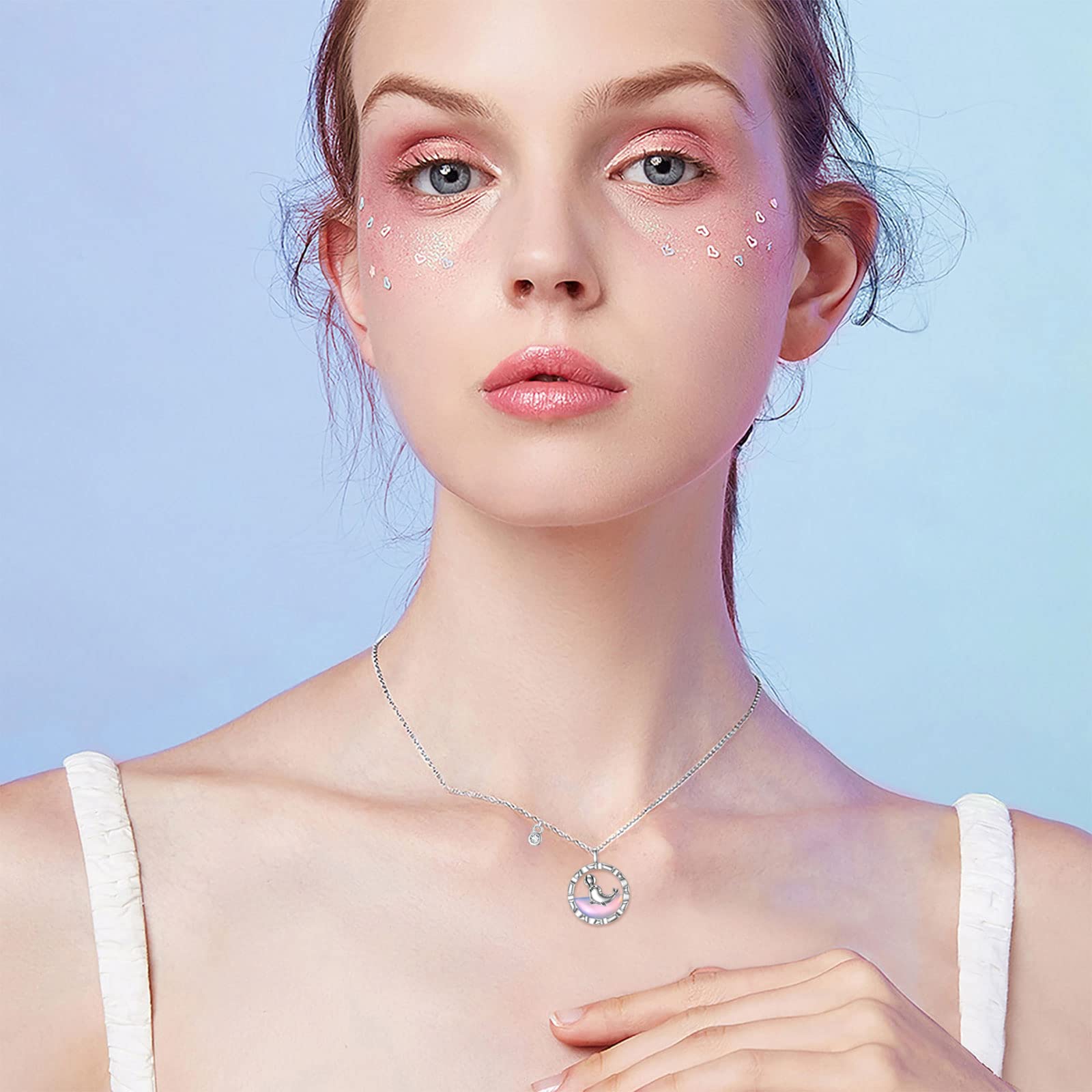 VONALA Sigillo di luna collana in argento Sterling 925 da donna, ciondolo in argento per donne, gioielli pensa ipoallergenico, con sigillo di pallina da gioco, regalo per ragazze adolescenti, regalo