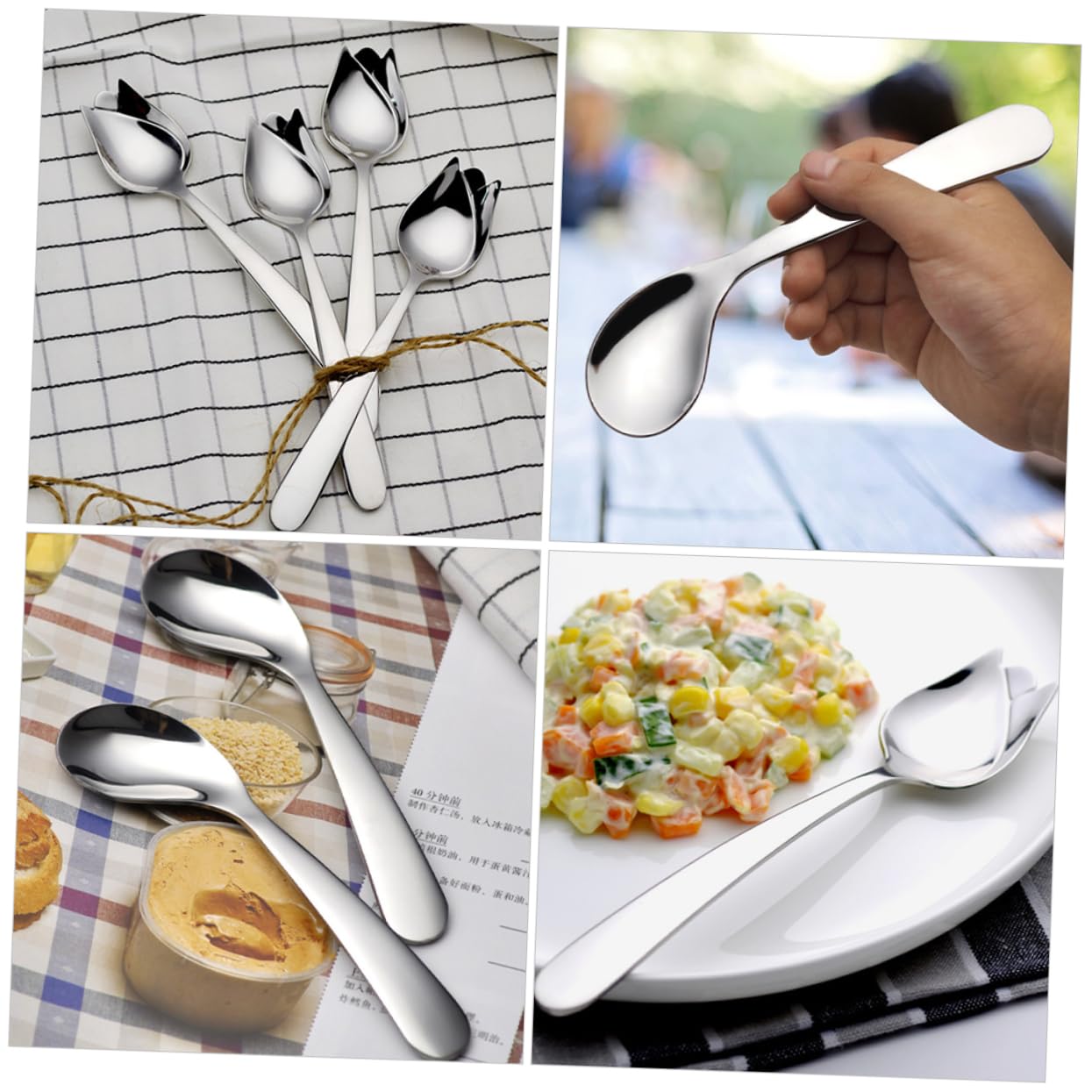 BESTYASH 5 Set Forchetta Cucchiaio A Gomito Foraggio Per Adulti Disabili Comicamente Utensile Alimentazione Forma Anziano Zuppa Svezzamento Adulto Acciaio Inossidabile Argento 2 Pezzi*5