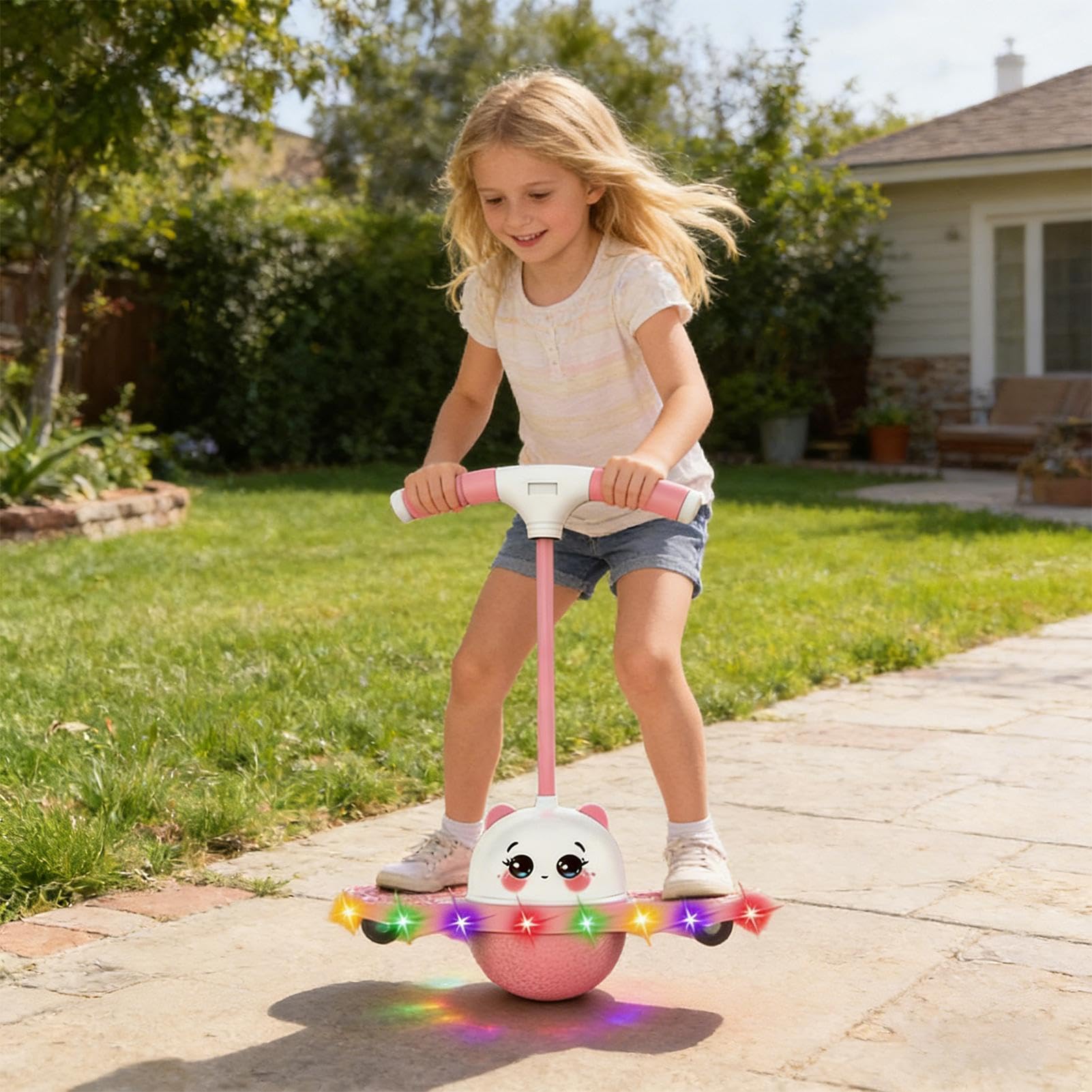 Palla da salto per equilibrio luminoso per bambini, giocattolo per esercizi rimbalzanti antiscivolo, capacità di equilibrio per l'allenamento per bambini, ragazzi e ragazze