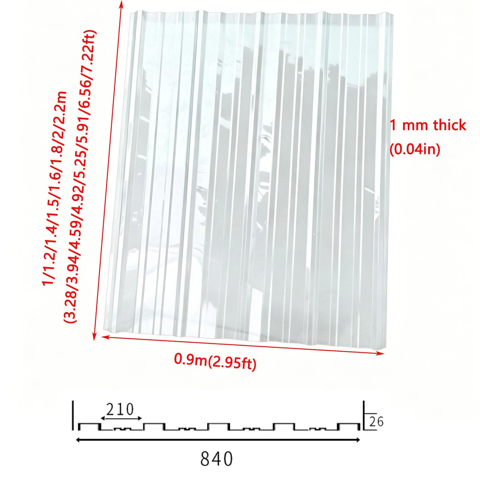 Lastre in policarbonato da 1 mm autopulenti con Acqua piovana, lamiere Ondulate per tetti con Rivestimento Resistente ai Raggi UV per coperture di pergole e Gazebo.
