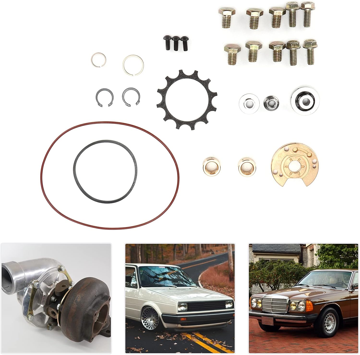 Repair Kit Replacement for 300D 300SD Derv 3L T3 T4, Rebuild Kit, 26PCS Turbocharger Core Rebuild Kit with Excellent Quality Aluminum