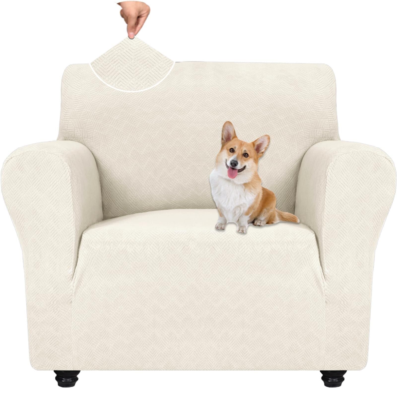 Housse de canapé extensible 2 places universelle blanc crème
