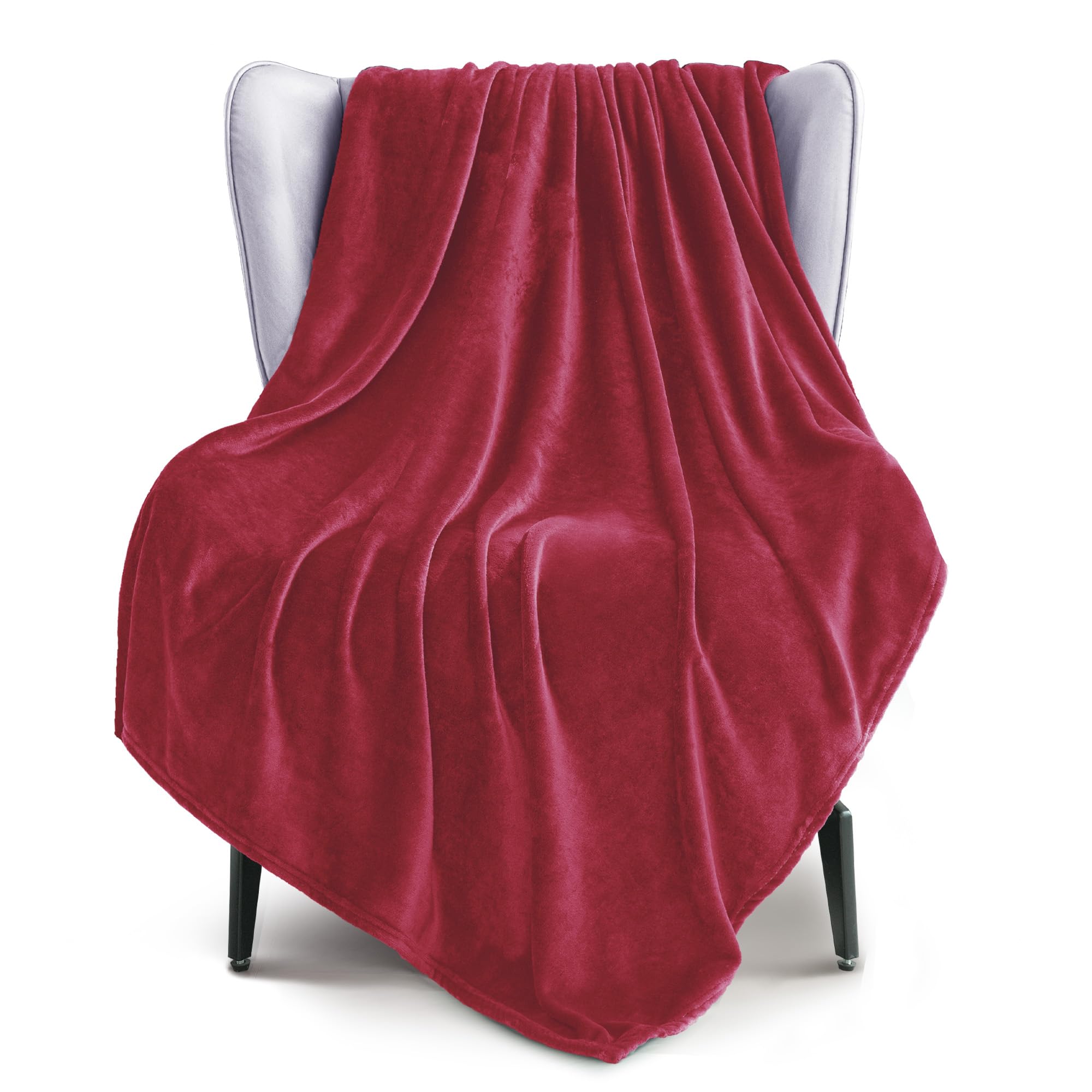 Extra Large Fleece Throw Blanket for Couch, Sofa, 300GSM Super Soft and Warm Blankets, Deep Red Throw All Season Use, Cozy, Plush, Lightweight, 50x70 Inches