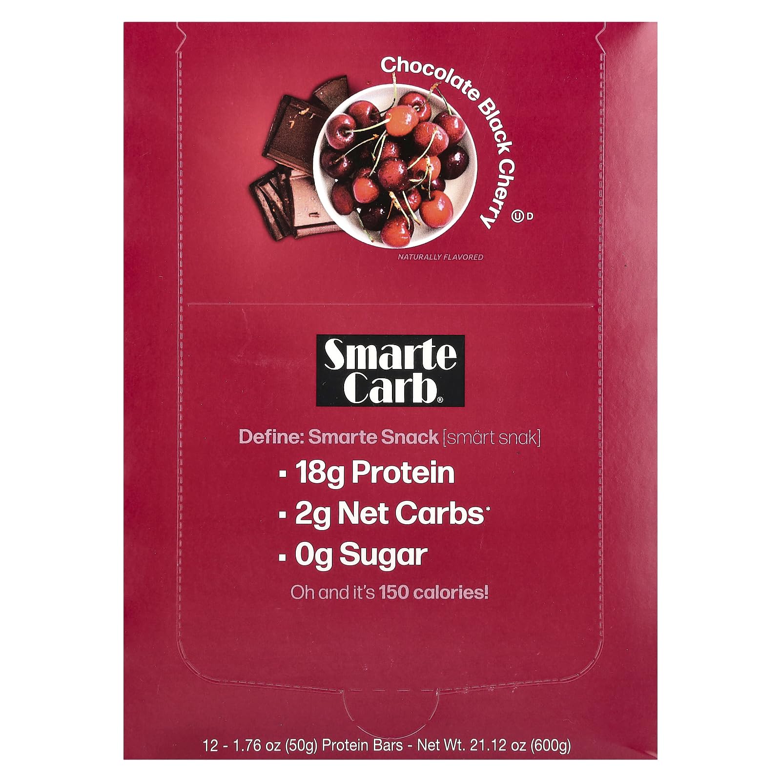Nutrition Smarte Carb® Protein Bar, Chocolate Black Cherry, 12 Bars, 1.76 oz (50 g) Each