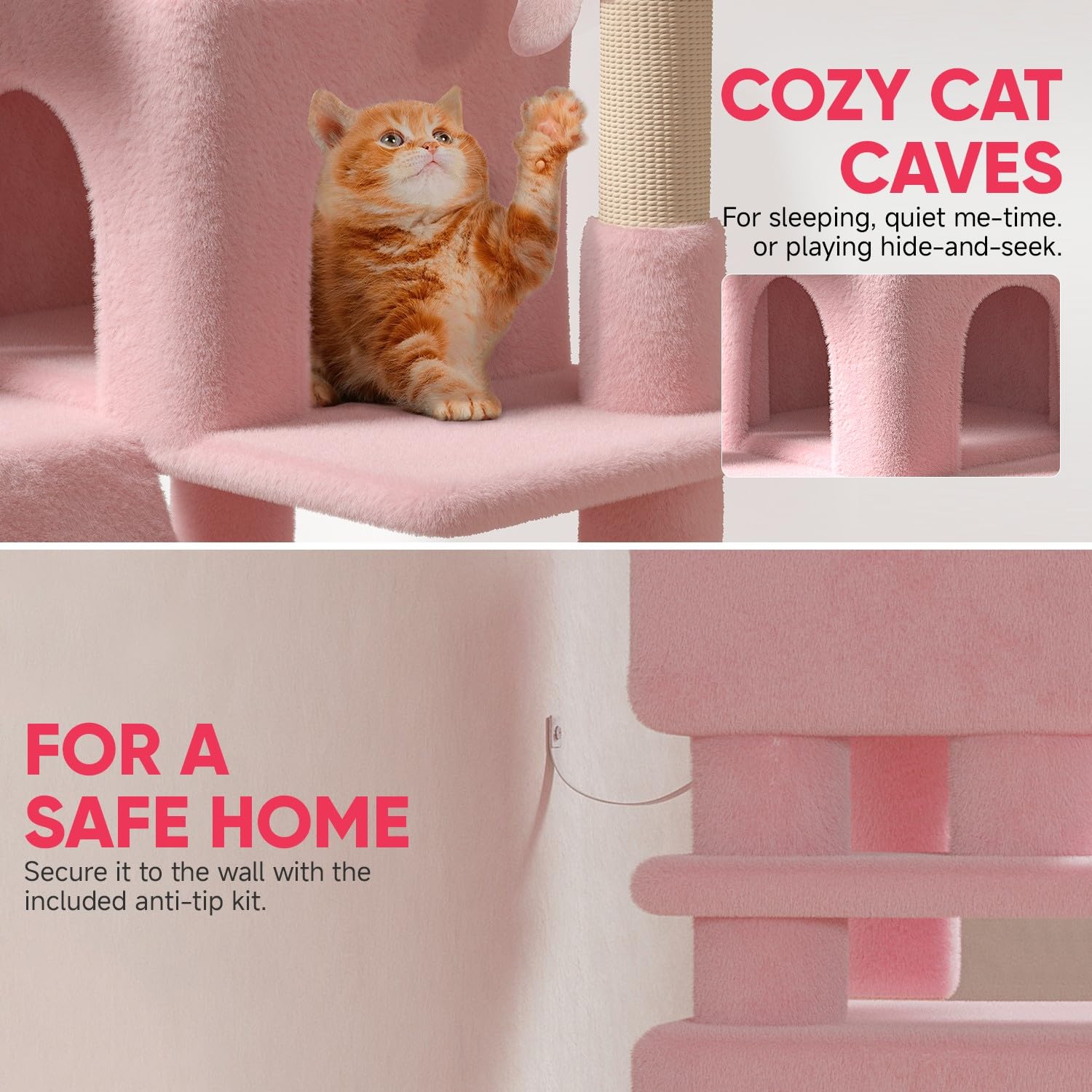 CAAP DRIVEN 77-Inch Extra Large Cat Tree with 2 Condos for Indoor Cats, 3 Plush Platforms & 3 Sisal Posts - Vertical Playground, CAAP-CATT-A80-PK-T2