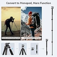 Vista 7 de SmallRig AP-10 Trípode de fibra de carbono, trípode ligero de 52.4 pulgadas para cámara compacta con monopie desmontable, cabezal de bola de 360°