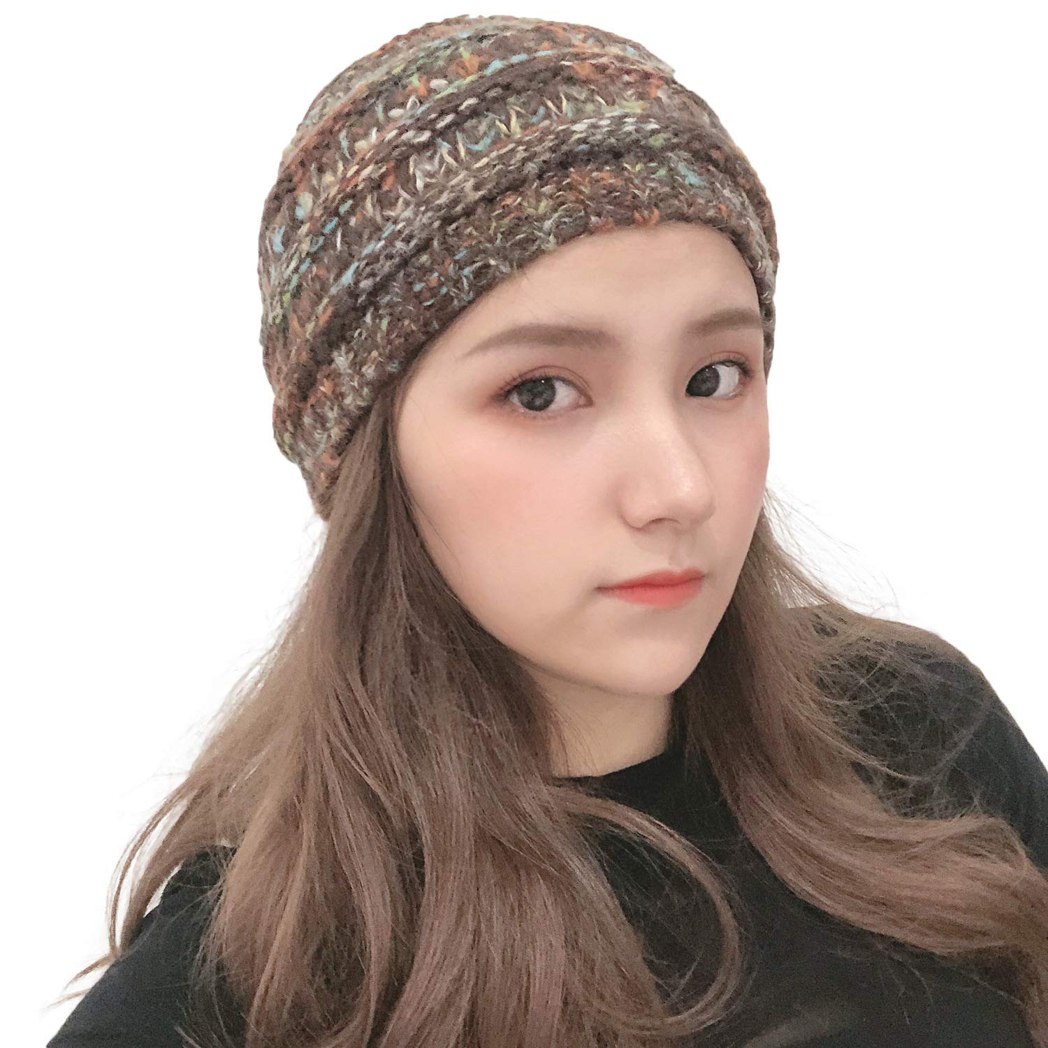 Damska czapka zimowa czapka czapka robiona na drutach opaska z dzianiny ciepła zimowa teksturowana dzianinowa czapka z kucykiem czapka typu beanie roztrzepany kok Household faucets