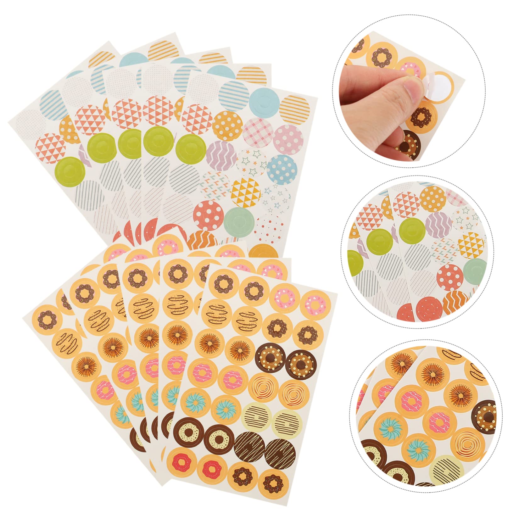 HOMSFOU 5 Set Adesivi Per Carta Etichette Autoadesive Per Carta Sciolta Accessori Per Documenti Design Geometrico E Dolci Per Scuola E Ufficio 1120 Pezzi*5