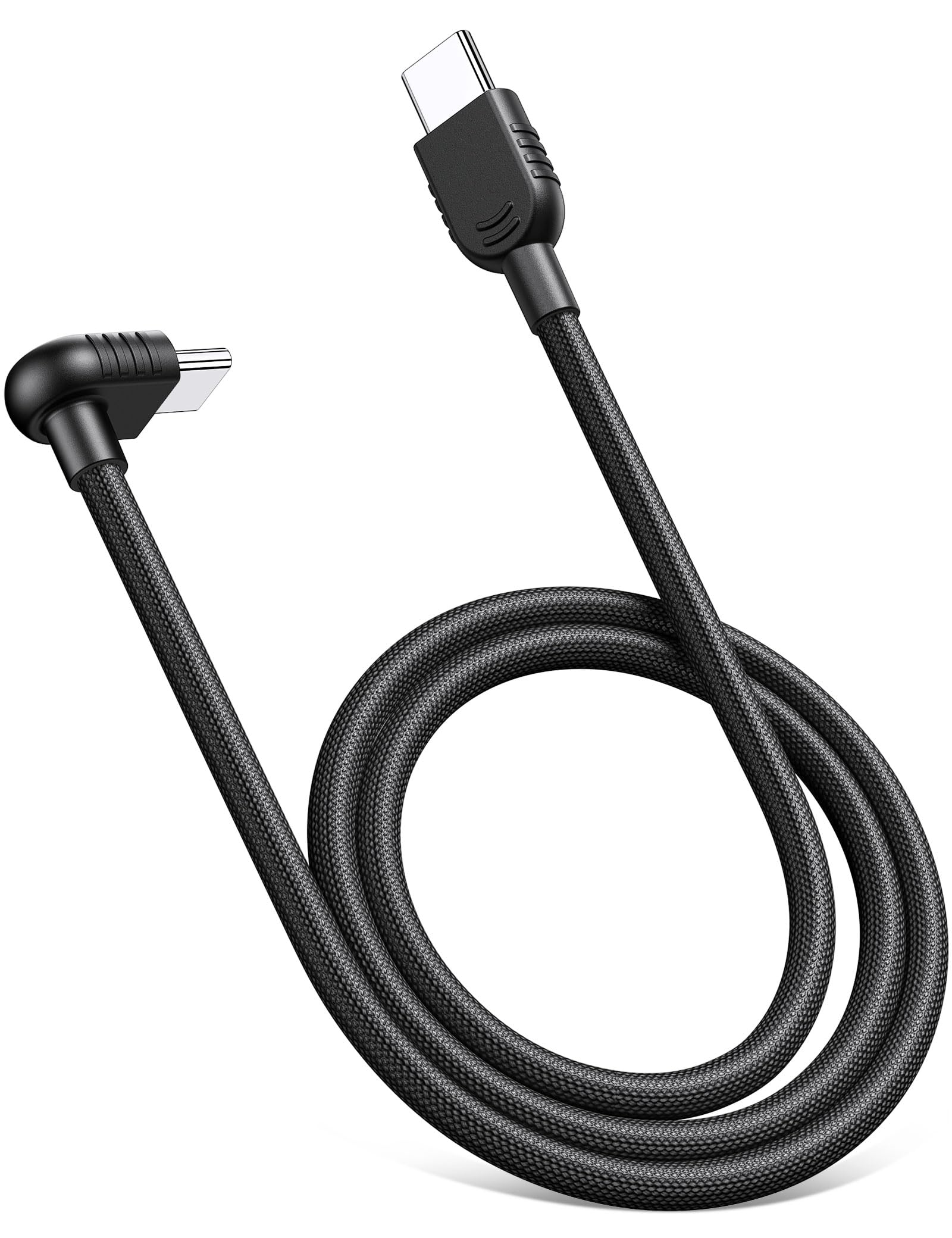 60W USB C auf USB C Kabel 1m Kurz für Xiaomi,3A 90 Grad Winkel Nylon Kabel | USB C Kabel Ladekabel Nylon Schnellladekabel Fast Charging Ladekabel für iPhone 17 16 15 für Samsung A17 A57 A37 S26 Schwarz