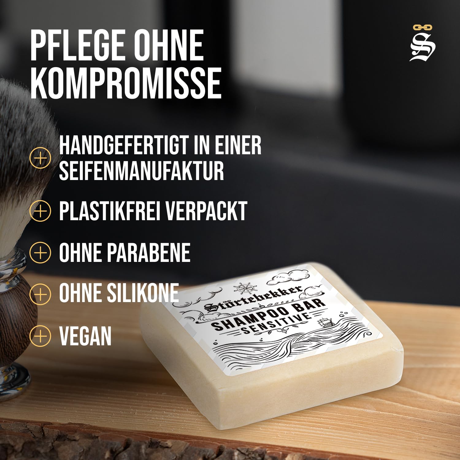 NEU: Störtebekker® Premium Festes Shampoo Sensitive - pH-neutral & mild | 6x100g - festes Shampoo für trockene Kopfhaut - pH neutrales Shampoo - milde Reinigung ohne Austrocknen - bei juckender Haut