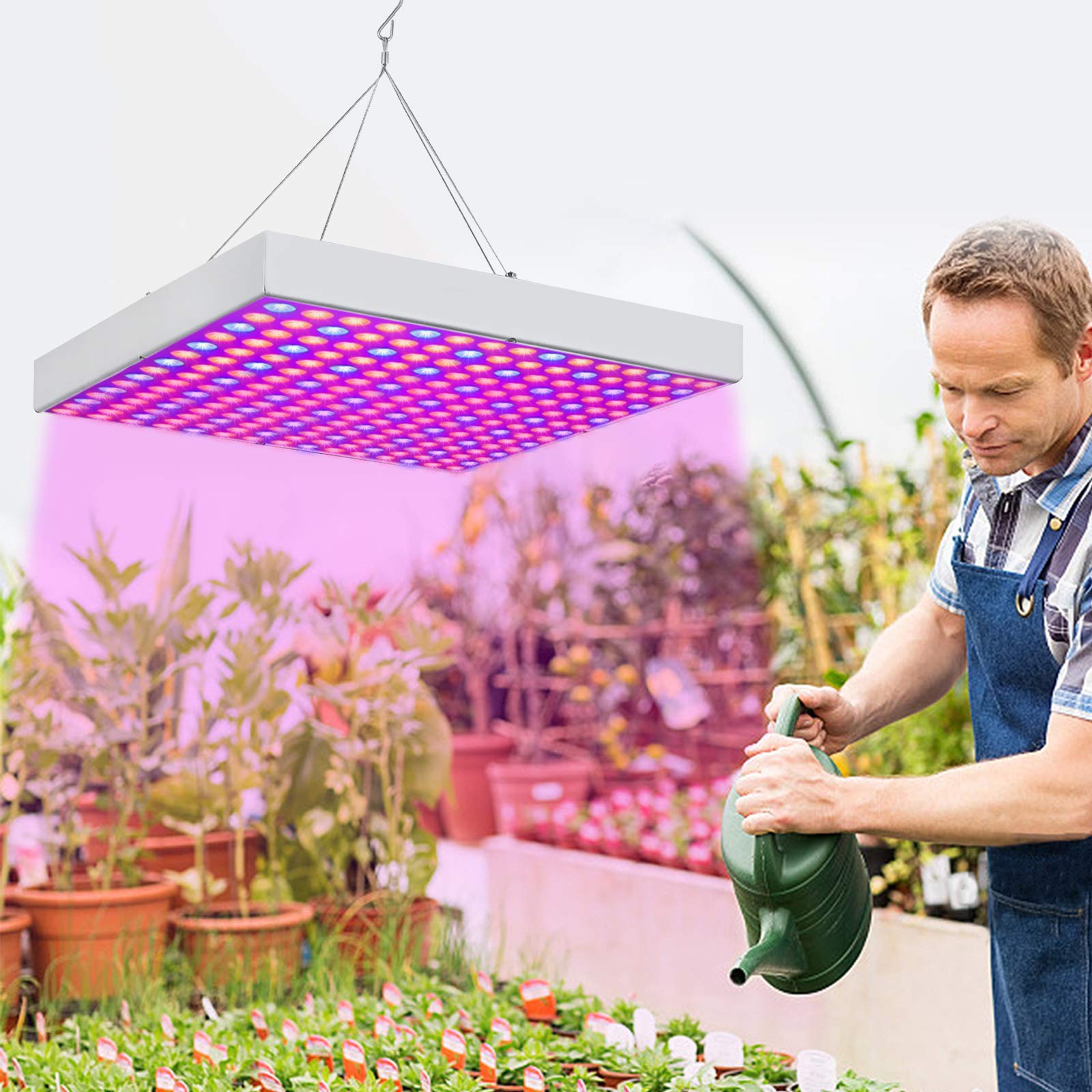 UISEBRT Lampa roślinna LED pełne spektrum 2x 45W - Lampa roślinna Lampa wzrostu Lampa do wzrostu 225 LED czerwone i niebieskie do roślin pokojowych, kwiatów i warzyw światło dzienne (2x 45W)