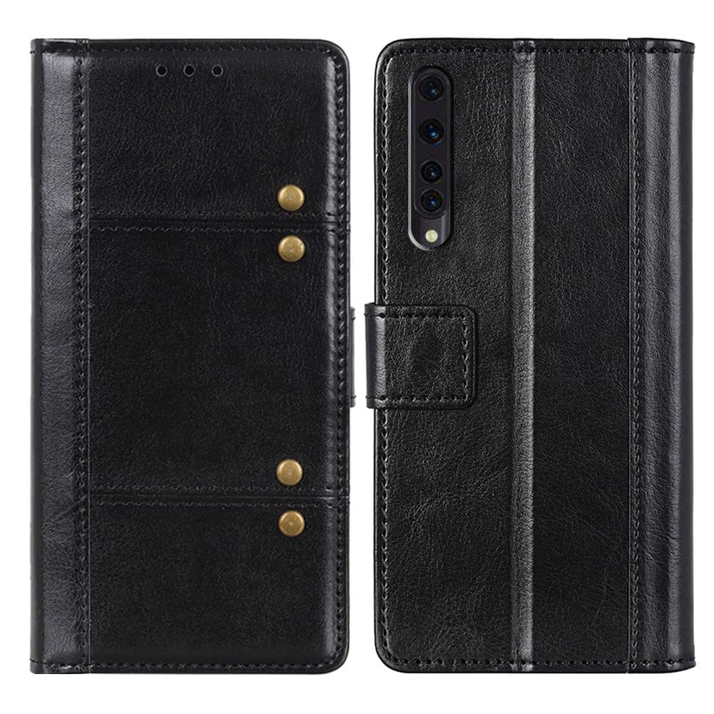 SHUNDA Compatible with Rakuten Big, Ultra Slim Leather Wallet Magnetic Buckle Card Slot Case Card Slot Bracket Shockproof cover for Rakuten Big 6.9" - Black