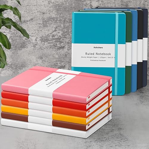 Miniatura 5 de Huhuhero - Diario para cuaderno, tapa dura con forro, papel grueso de alta calidad de 120 grms. con bolsillo interior fino, piel sintética a rayas