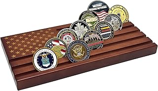 Challenge Coin Display Wooden Army Collectible Coins Holder 6 Row Display American Flag