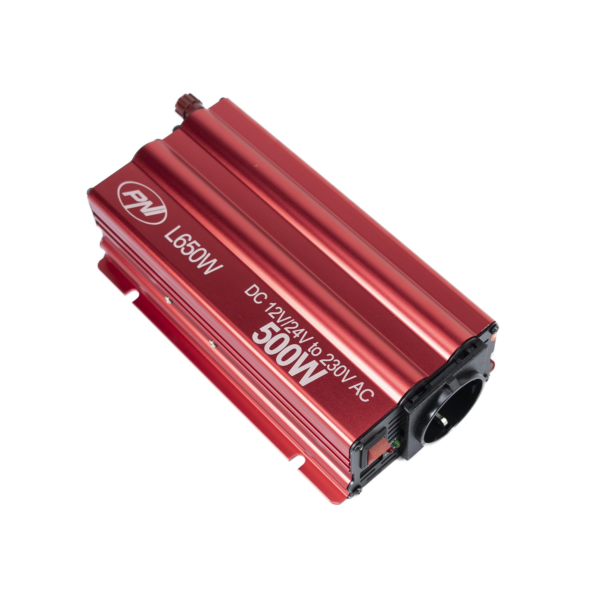 Inversor de tensión PNI L650W Doble Fuente de alimentación 12V/24V, Salida 230V, 500W, Seno Modificado, Enchufe USB 5V 500mAh, con Pinzas de alimentación y Enchufe de mechero incluidos