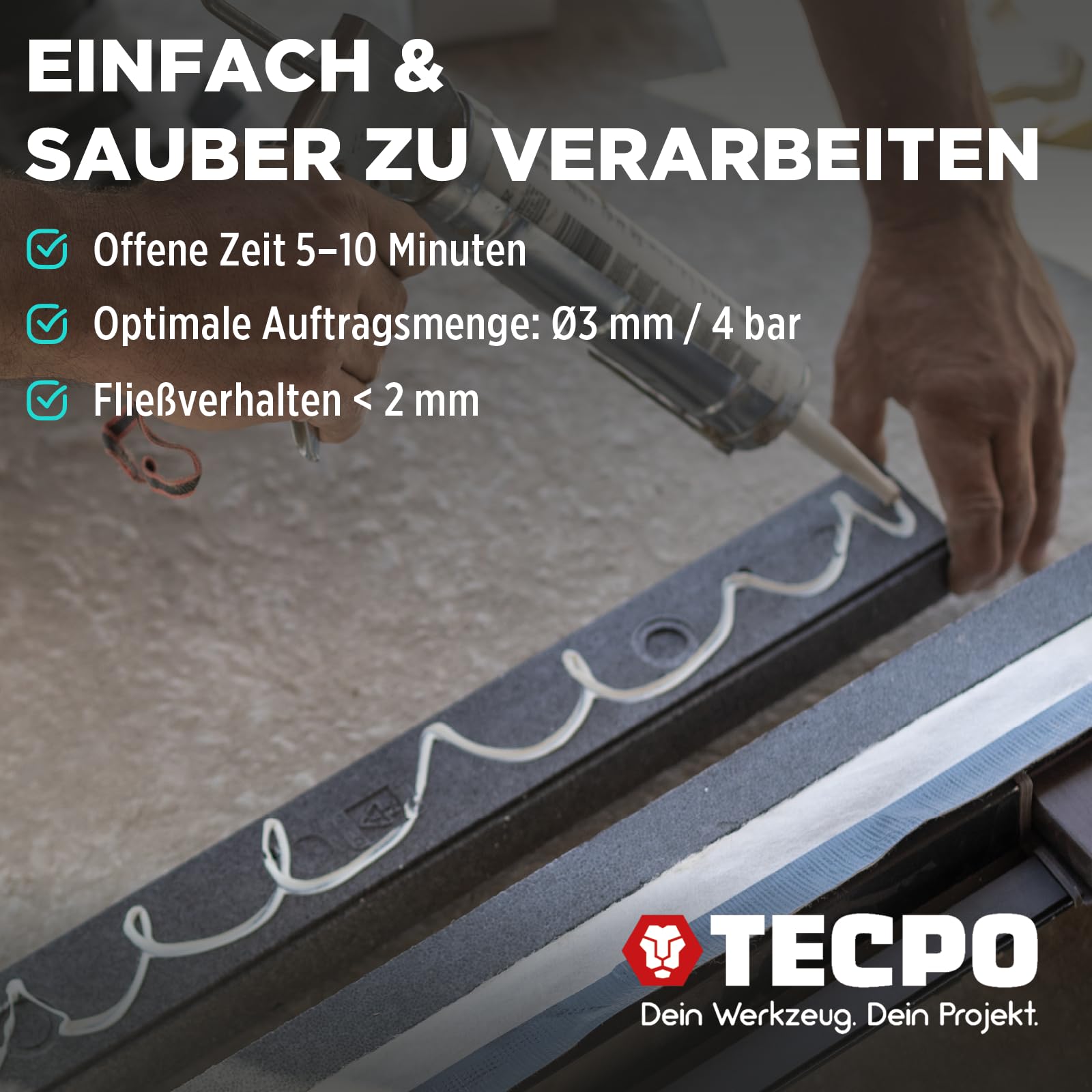 TECPO Montagekleber Fix Power 10x 480g Universal Baukleber Kraftkleber 200kg 10 cm² für Akustikpaneele Styropor Sockelleisten