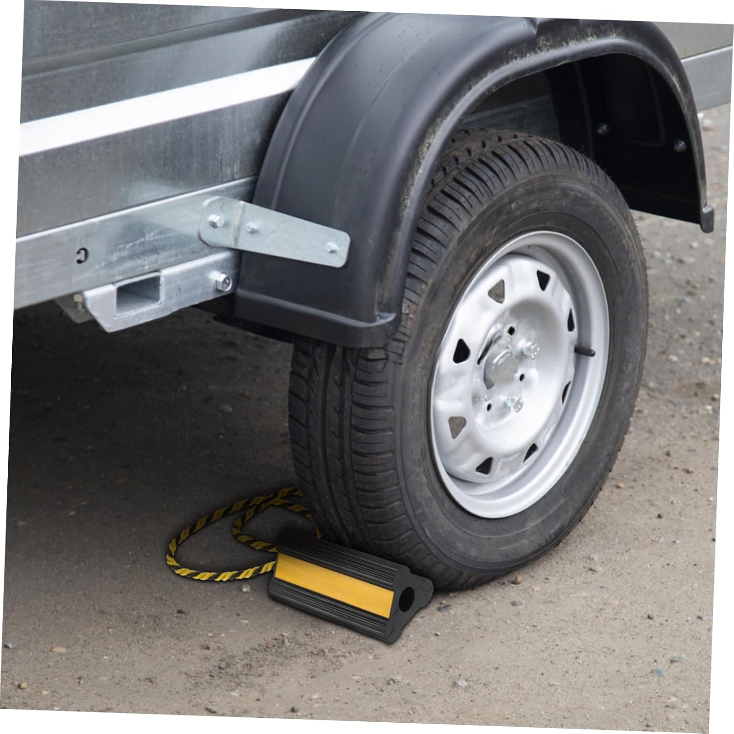 LIFKOME Motorcycle Wheel Chocks Yellow Reflective Sturdy Tire Chocks for Travel Trailers Car Stopper