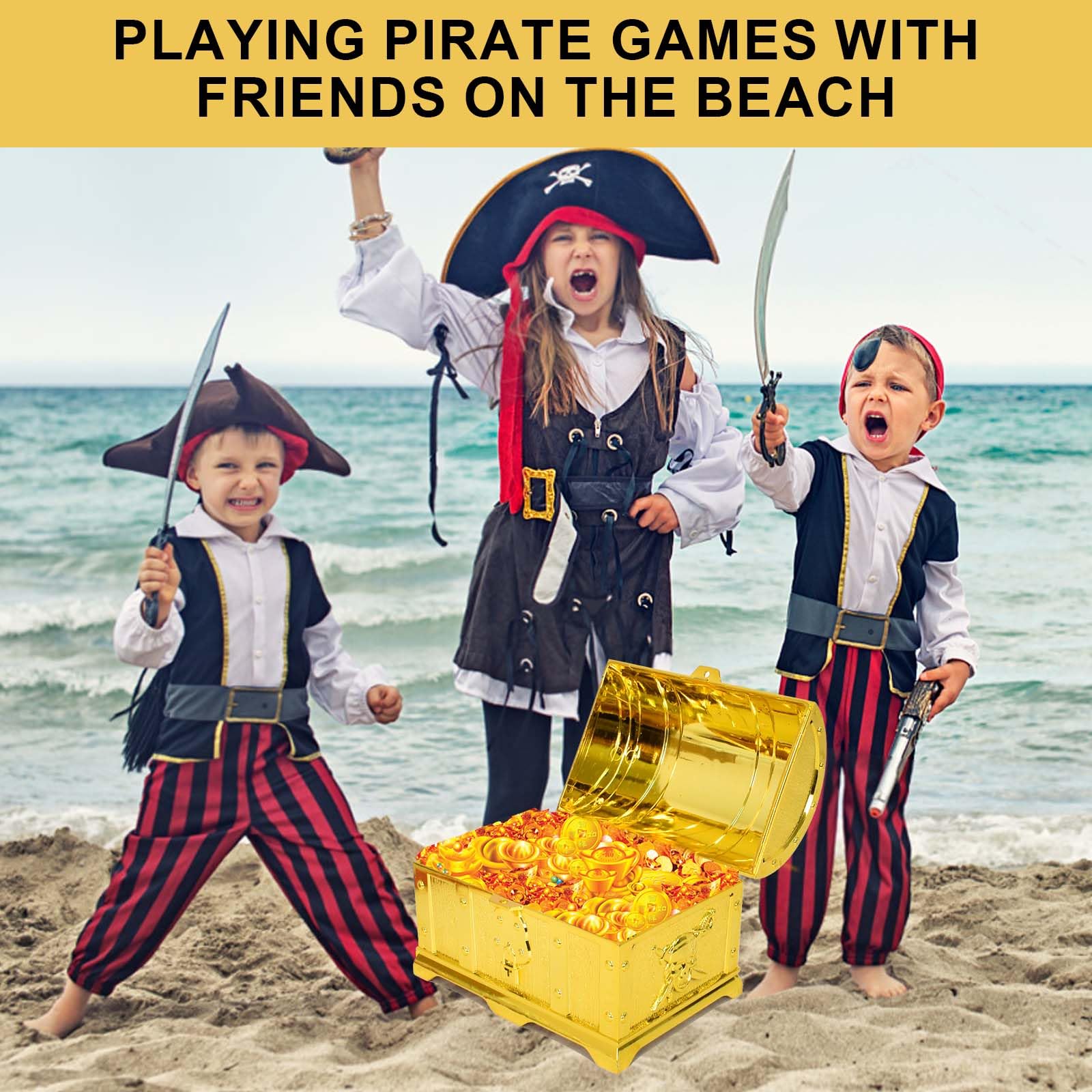 Skrzynia skarbów w stylu retro, na urodziny dziecka, z tworzywa sztucznego, prezent dla dzieci, pudełko na skarby piratów, mały organizator nagród dla dzieci, do przechowywania i dekoracji