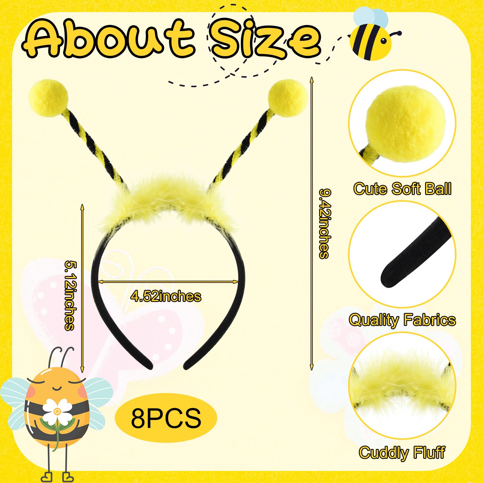 Coopay 8 Pack Bee Antenna Butterfly Headband Tentacle Alien Bee Hairband for Women Girls Halloween Christmas Costume Cosplay Dress Up Pretend Play Kids Adults Accessory