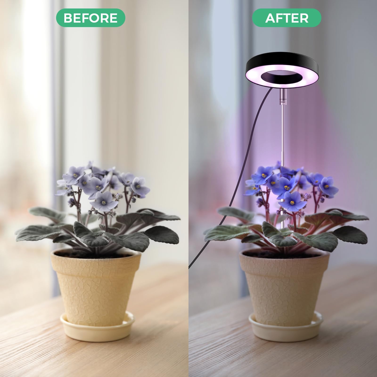 CNMTCCO pflanzenlampe,LED-Pflanzenlicht, Vollspektrum-Pflanzenlicht für Zimmerpflanzen, höhenverstellbares LED-Pflanzenwachstumslicht mit USB-Adapter, 3 Lichtmodi, 3/9/12-Stunden-Timer