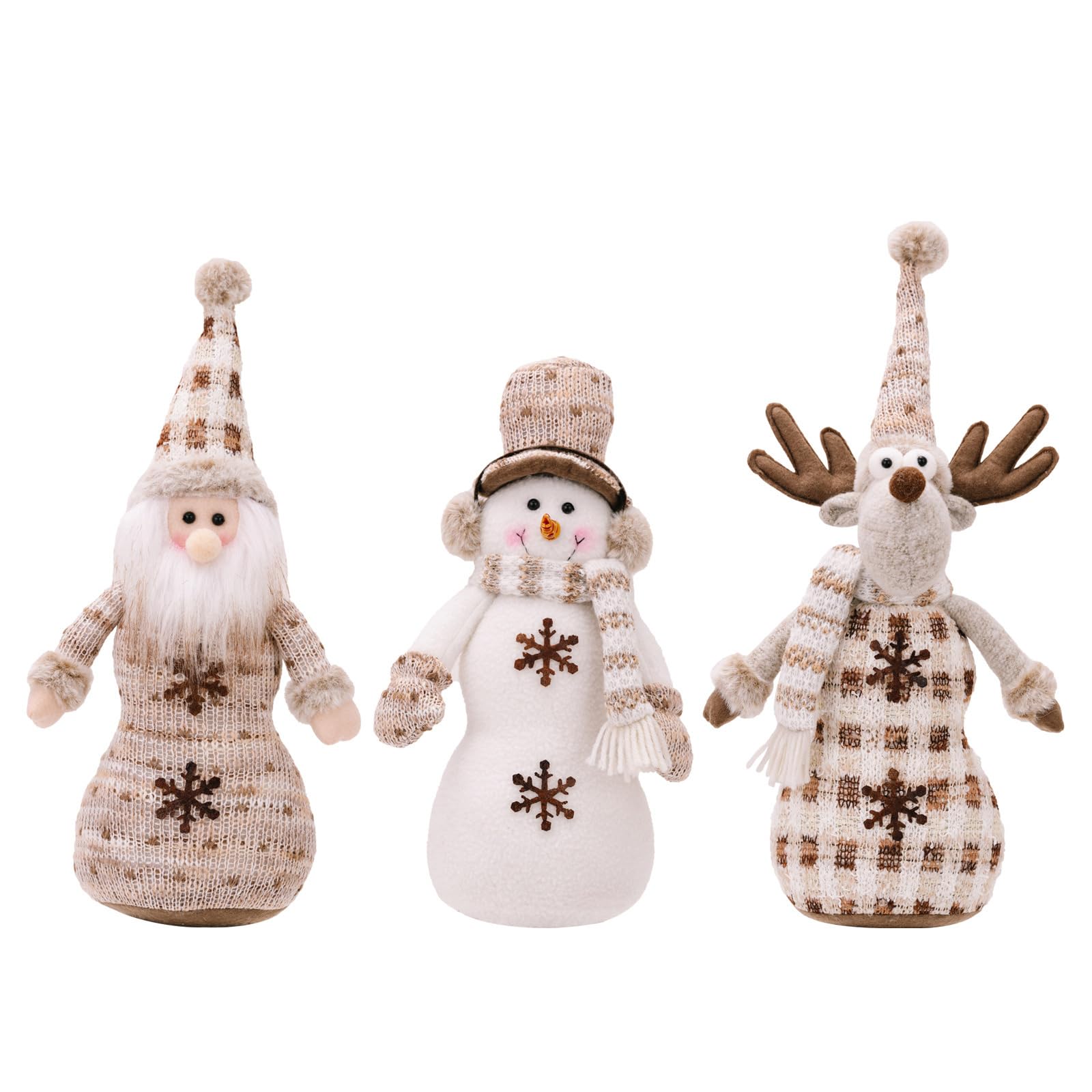 Jazuaiao Christmas Santa/Snowman/Deer Double Layer Figurine Display Holiday Decoration Decorative Ornament for Table Christmas Ornament
