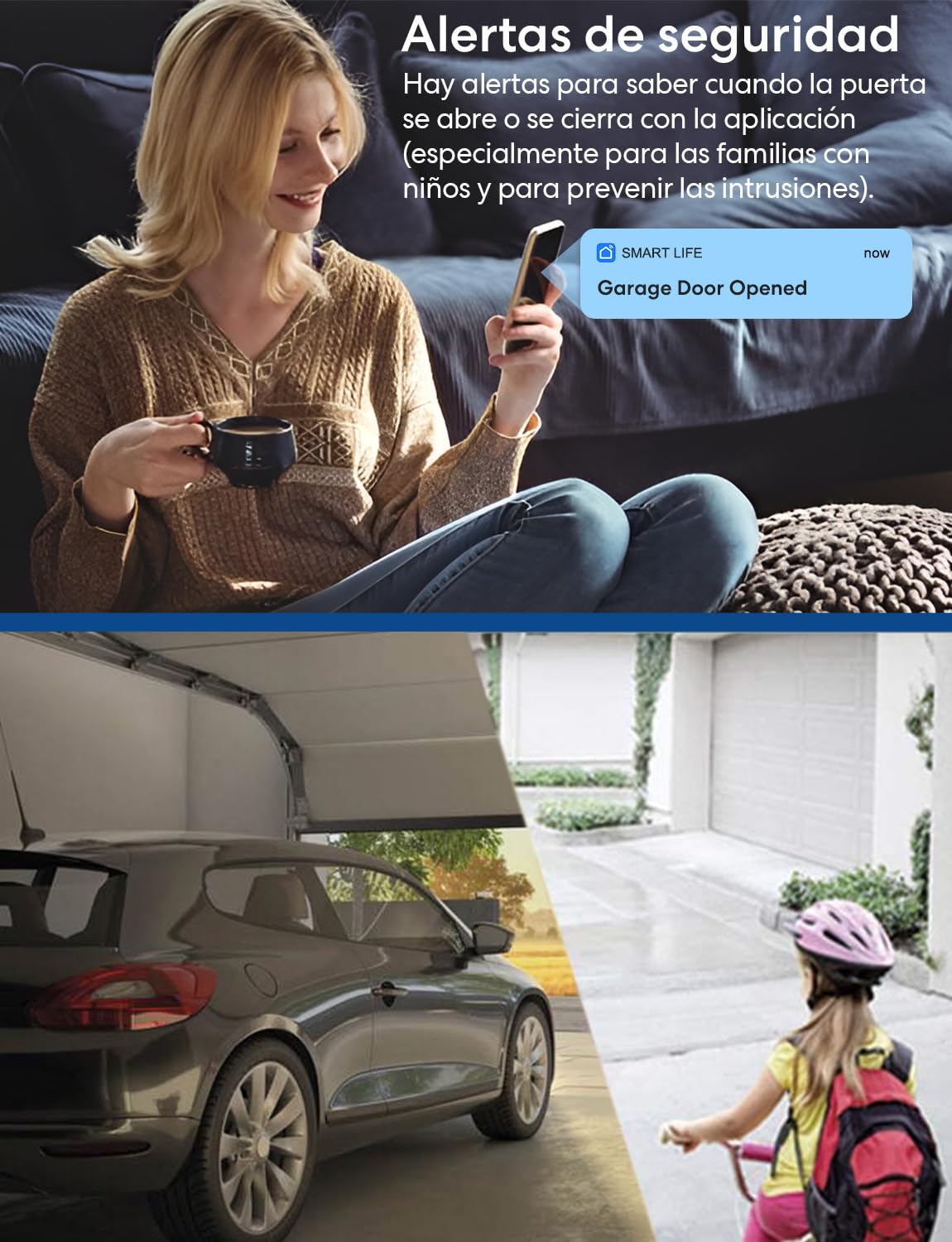 LoraTap Abridor de Puerta de Garaje Inteligente WiFi, Control Remoto de aplicación Smart Life y Control de Voz, Compatible con Alexa y Google Asistente