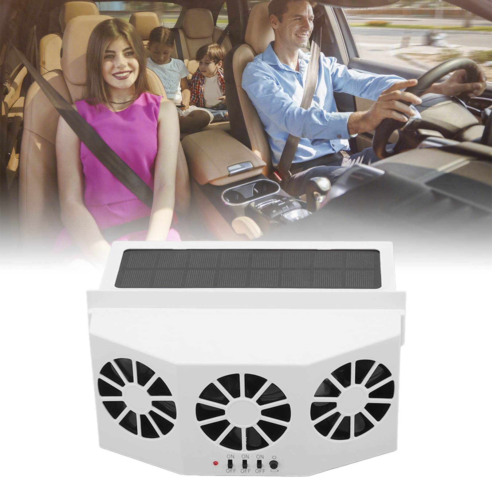 Ventilatore per Auto Ad Energia Solare, Radiatore per Auto Ad Energia Solare, Grande Angolo Grandangolare 3 Ventole Deodorante Ventilatore di Scarico per Auto a Risparmio