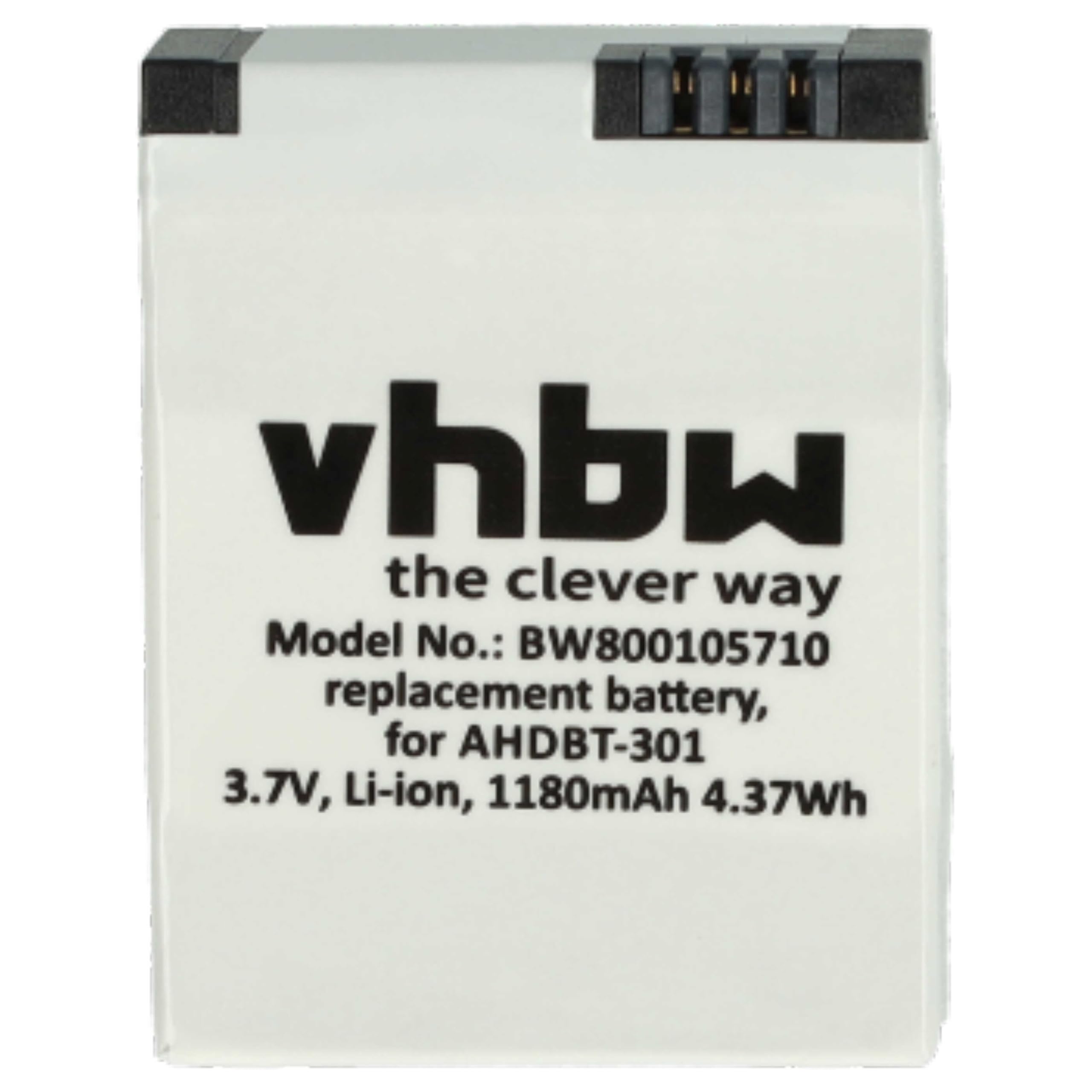 3 x bateria VHbw 1180 mAh (3,7 V) do GoPro Hero 3 III, 3 III CHDHX-301, 3+ III Plus czarny, biały, srebrny, wydanie jako AHDBT-201, AHDBT-301, AHDBT-302