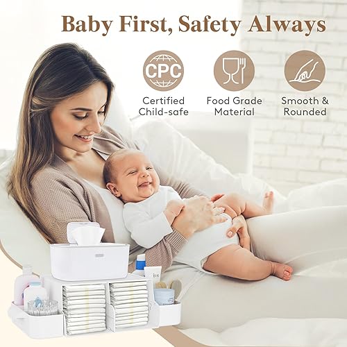 Miniatura 2 de Lifewit Organizador de pañales para bebé, organizador de cambiador con asa, toallitas para guardería, almacenamiento de pañales para pañales,