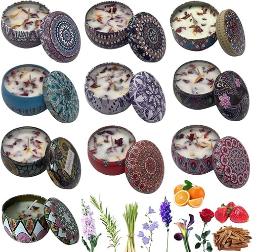Miniatura 1 de Juego de velas perfumadas de regalo, paquete de 10 velas de aromaterapia de cera de soja de 2.5 onzas, juego de velas perfumadas pequeñas portátiles