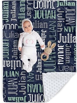 Custom Baby Blanket - Personalized Names Design - Soft Plush Blanket with Double Layer Dotted Backing for Boys Girls Color0130x40 inches
